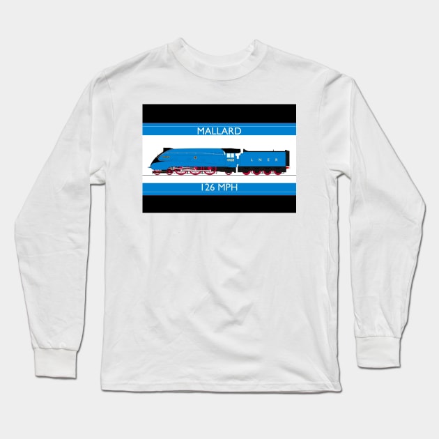 A4 (Mallard) Blue Livery LNER Long Sleeve T-Shirt by ontherails